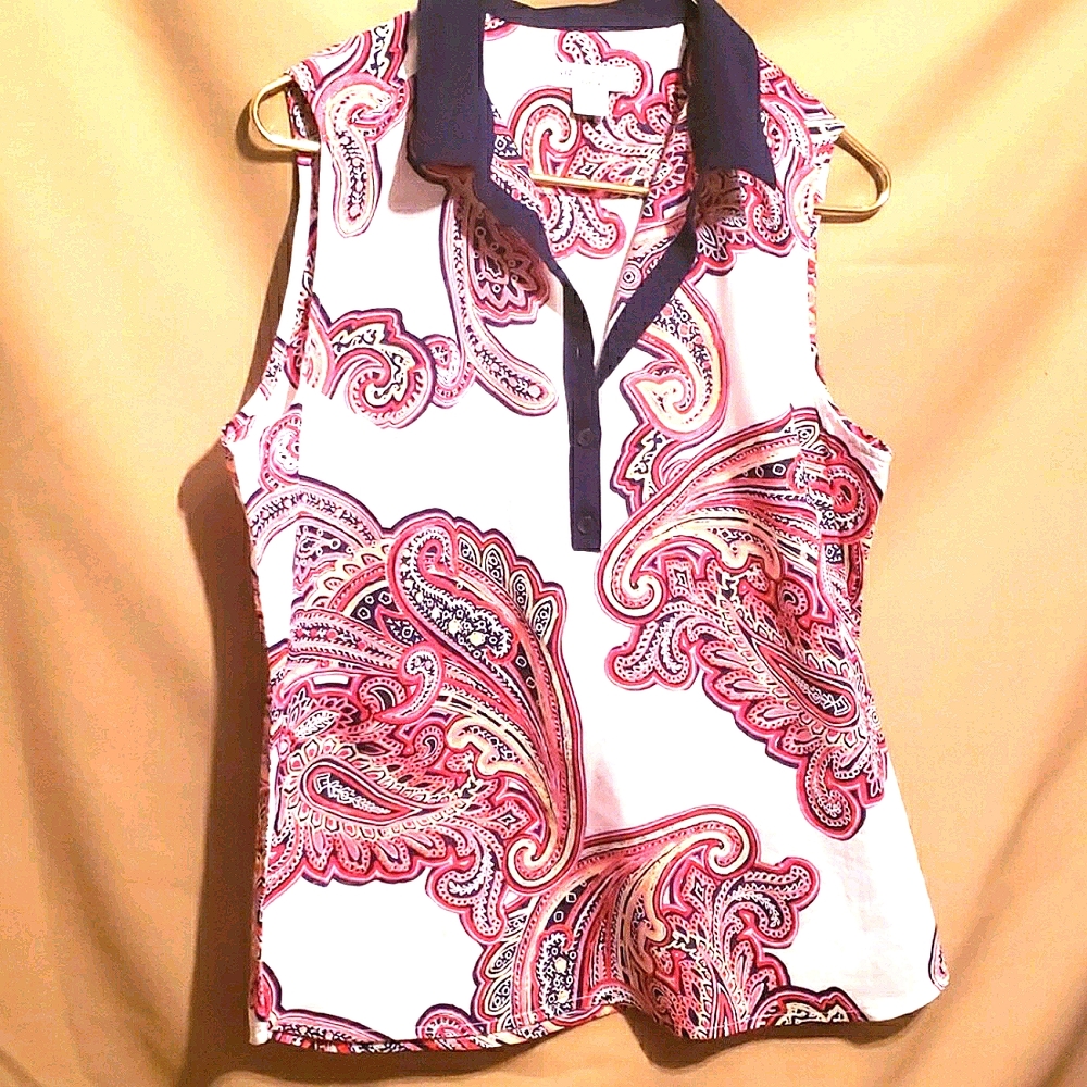 LIZ CLAIBORNE PETITE Paisley V- Neck Tank PL